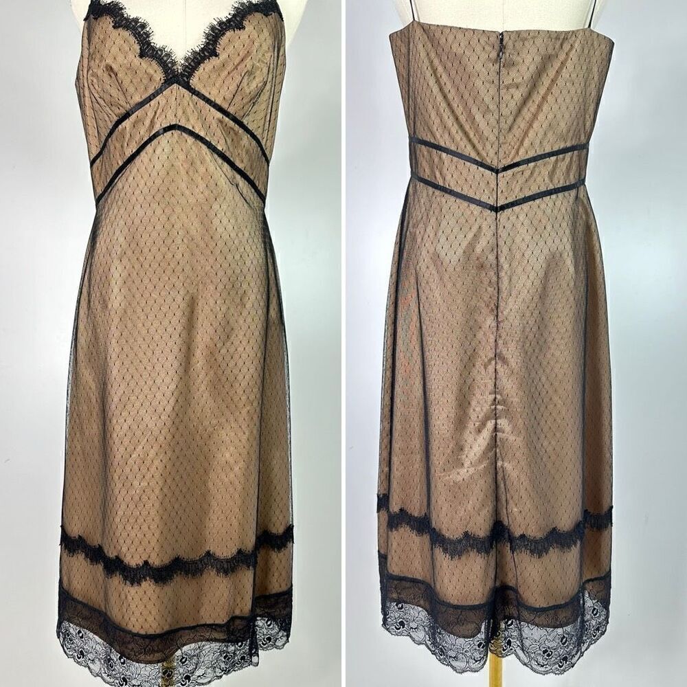 ABS Allen Schwartz Dress Lace Overlay Sz 8 Coquette Fairy Whimsy Goth Date Night - Picture 3 of 11